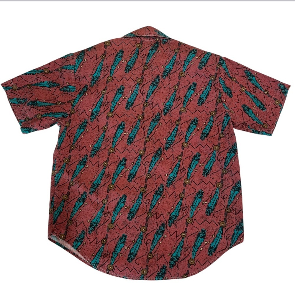 Vintage Mine & Bills Outfitters Feather Print Western Button Down Size S - Picture 3 of 8